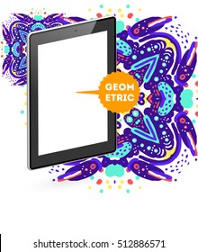 Tablet PC Icon, Trendy geometric flat pattern, abstract background for brochure, flyer or presentations design, vector illustration.
