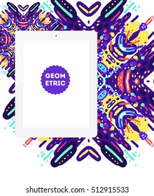 Tablet PC Icon, Trendy geometric flat pattern, abstract background for brochure, flyer or presentations design, vector illustration.