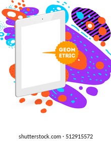 Icono de Tablet PC, patrón plano geométrico moderno, fondo abstracto para el diseño de folletos, volantes o presentaciones, ilustración vectorial.