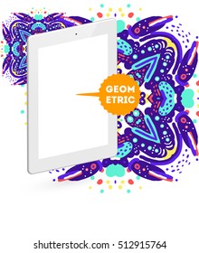 Tablet PC Icon, Trendy geometric flat pattern, abstract background for brochure, flyer or presentations design, vector illustration.