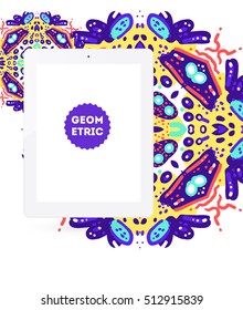 Tablet PC Icon, Trendy geometric flat pattern, abstract background for brochure, flyer or presentations design, vector illustration.