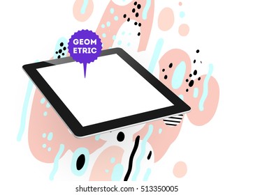 Icono de Tablet PC, patrón plano geométrico moderno, fondo abstracto para el diseño de folletos, volantes o presentaciones, ilustración vectorial.