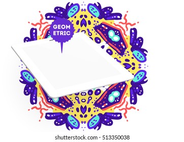 Tablet PC Icon, Trendy geometric flat pattern, abstract background for brochure, flyer or presentations design, vector illustration.