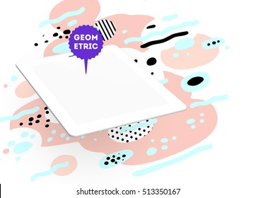 Tablet PC Icon, Trendy geometric flat pattern, abstract background for brochure, flyer or presentations design, vector illustration.