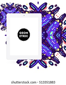 Icono de Tablet PC, patrón plano geométrico moderno, fondo abstracto para el diseño de folletos, volantes o presentaciones, ilustración vectorial.