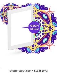 Tablet PC-Symbol, Trendy geometrisches flaches Muster, abstrakter Hintergrund für Broschüren, Flyer oder Präsentationen Design, Vektorgrafik.