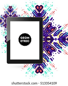 Icono de Tablet PC, patrón plano geométrico moderno, fondo abstracto para el diseño de folletos, volantes o presentaciones, ilustración vectorial.