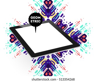 Icono de Tablet PC, patrón plano geométrico moderno, fondo abstracto para el diseño de folletos, volantes o presentaciones, ilustración vectorial.