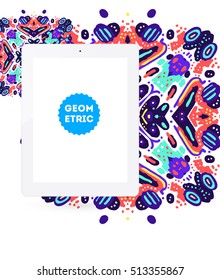 Tablet PC Icon, Trendy geometric flat pattern, abstract background for brochure, flyer or presentations design, vector illustration.