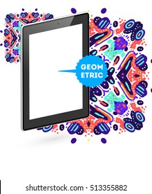 Tablet PC Icon, Trendy geometric flat pattern, abstract background for brochure, flyer or presentations design, vector illustration.