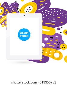 Tablet PC-Symbol, Trendy geometrisches flaches Muster, abstrakter Hintergrund für Broschüren, Flyer oder Präsentationen Design, Vektorgrafik.