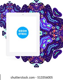 Tablet PC Icon, Trendy geometric flat pattern, abstract background for brochure, flyer or presentations design, vector illustration.