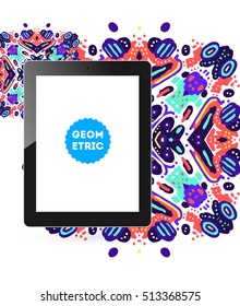 Tablet PC Icon, Trendy geometric flat pattern, abstract background for brochure, flyer or presentations design, vector illustration.