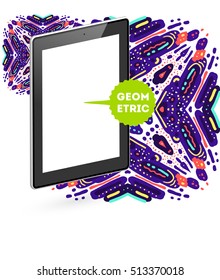 Icono de Tablet PC, patrón plano geométrico moderno, fondo abstracto para el diseño de folletos, volantes o presentaciones, ilustración vectorial.