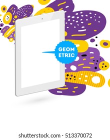 Tablet PC Icon, Trendy geometric flat pattern, abstract background for brochure, flyer or presentations design, vector illustration.