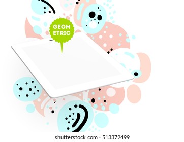 Icono de Tablet PC, patrón plano geométrico moderno, fondo abstracto para el diseño de folletos, volantes o presentaciones, ilustración vectorial.