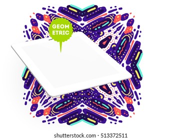 Icono de Tablet PC, patrón plano geométrico moderno, fondo abstracto para el diseño de folletos, volantes o presentaciones, ilustración vectorial.