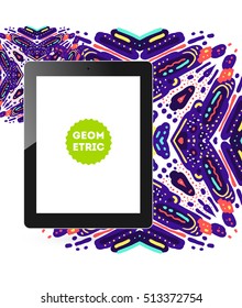 Tablet PC-Symbol, Trendy geometrisches flaches Muster, abstrakter Hintergrund für Broschüren, Flyer oder Präsentationen Design, Vektorgrafik.