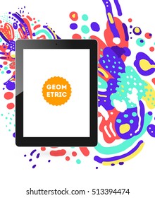 Icono de Tablet PC, patrón plano geométrico moderno, fondo abstracto para el diseño de folletos, volantes o presentaciones, ilustración vectorial.