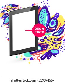 Icono de Tablet PC, patrón plano geométrico moderno, fondo abstracto para el diseño de folletos, volantes o presentaciones, ilustración vectorial.