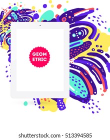 Icono de Tablet PC, patrón plano geométrico moderno, fondo abstracto para el diseño de folletos, volantes o presentaciones, ilustración vectorial.