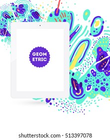 Tablet PC Icon, Trendy geometric flat pattern, abstract background for brochure, flyer or presentations design, vector illustration.