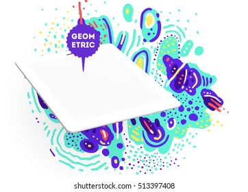 Tablet PC-Symbol, Trendy geometrisches flaches Muster, abstrakter Hintergrund für Broschüren, Flyer oder Präsentationen Design, Vektorgrafik.