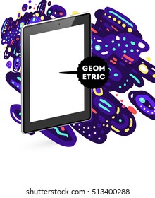 Icono de Tablet PC, patrón plano geométrico moderno, fondo abstracto para el diseño de folletos, volantes o presentaciones, ilustración vectorial.