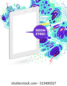 Icono de Tablet PC, patrón plano geométrico moderno, fondo abstracto para el diseño de folletos, volantes o presentaciones, ilustración vectorial.