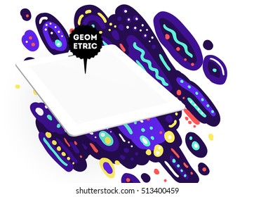 Icono de Tablet PC, patrón plano geométrico moderno, fondo abstracto para el diseño de folletos, volantes o presentaciones, ilustración vectorial.