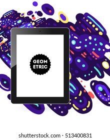 Icono de Tablet PC, patrón plano geométrico moderno, fondo abstracto para el diseño de folletos, volantes o presentaciones, ilustración vectorial.