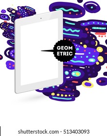 Tablet PC Icon, Trendy geometric flat pattern, abstract background for brochure, flyer or presentations design, vector illustration.