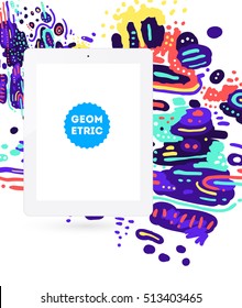 Tablet PC Icon, Trendy geometric flat pattern, abstract background for brochure, flyer or presentations design, vector illustration.