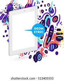 Icono de Tablet PC, patrón plano geométrico moderno, fondo abstracto para el diseño de folletos, volantes o presentaciones, ilustración vectorial.