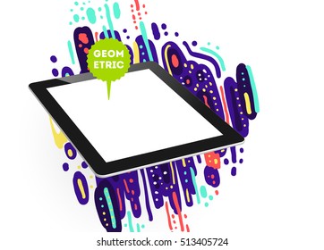 Tablet PC Icon, Trendy geometric flat pattern, abstract background for brochure, flyer or presentations design, vector illustration.