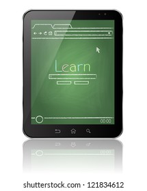 Tablet pc with the image of webpage. Concept of learning online or learning on the move.