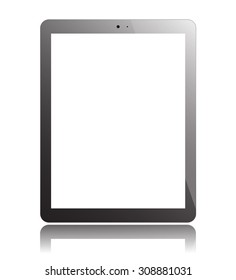 Tablet PC Isolated on White Background. Display Computer Pad. Mockup Design. Vector Illustration.
