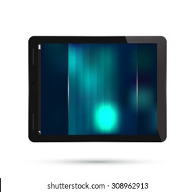 Tablet PC Isolated on White Background. Display Computer Pad. Screen Saver. Vector Illustration.