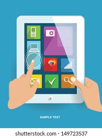 Tablet pc with metro interface in the hand