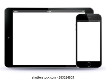 Tablet PC and Mobile Phone Vector illustration.