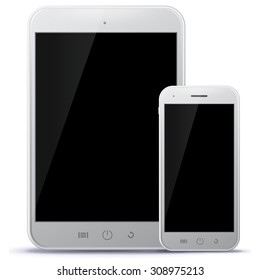 Tablet PC and Mobile Phone Vector Illustration