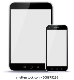 Tablet PC and Mobile Phone Vector Illustration