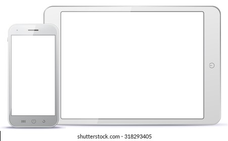 Tablet PC and Mobile Phone Vector illustration.