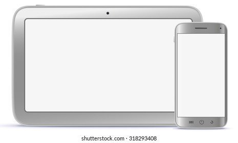 Tablet PC and Mobile Phone Vector illustration.