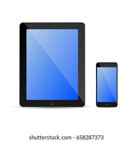 Tablet PC and Mobile Phone Vector illustration