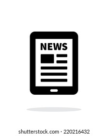 Tablet PC newspaper icon on white background. Vector illustration.