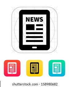  Tablet PC newspaper icon. Vector illustration.