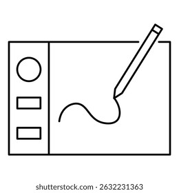 Tablet PC with pen. Icon for design.