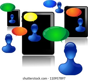 Tablet pc with people communicating