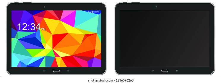 Tablet PC and phone With color lowpoly Screen. Vector illustration. 
